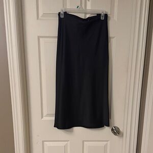 Rachel Zoe Elegant Black Satin Midi Skirt